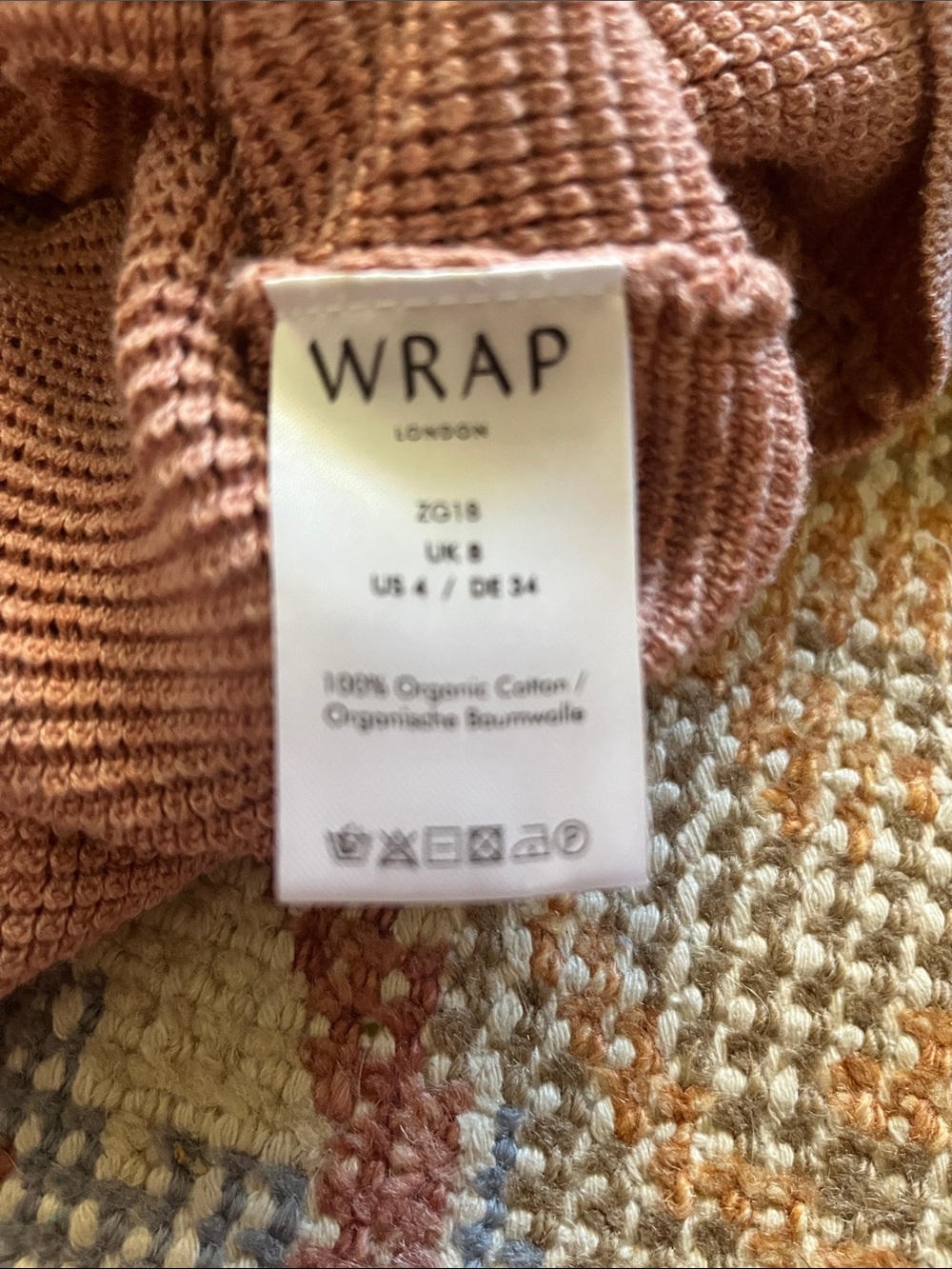 Wrap London Organic Cotton Sweater Size 4 Dusty Pink Knit Distinctive Neckline - Picture 6 of 8